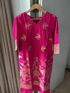 Rani Pink Silk Kurti | Festive