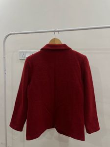 VINTAGE DARK RED TEXTURED BLAZER