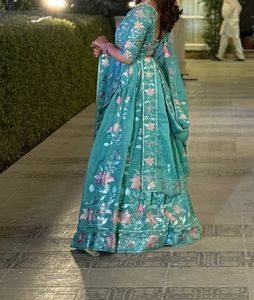 Beautiful Teal Floral Lehenga Choli