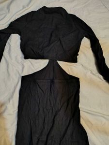 Sassafras Chic Black Cut-Out Midi Dress