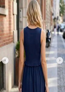 Navy Blue Sleeveless Fit and Flare Dress