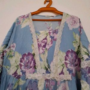 Elegant Blue Floral Maxi Dress