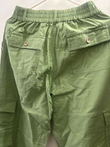 The Souled Store Green Linen Blend Cargo Pants