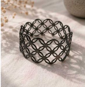 Stylish Black Metal Cuff Bracelets Set