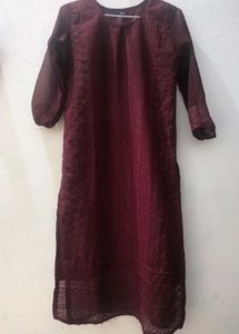 Elegant Maroon Chikankari Kurta