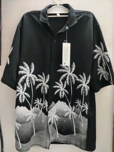 Men’s Black Palm Tree Graphic Short-Sleeve Casual