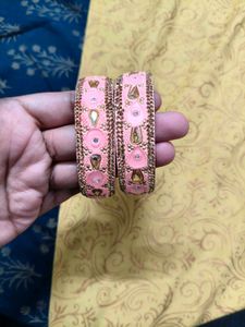 Elegant Pink Bangles with Embellishments
