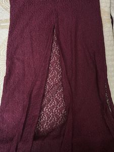 Maroon Lace Ethnic Gown