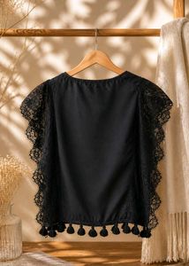 Sparkling Black Lace Tunic Top