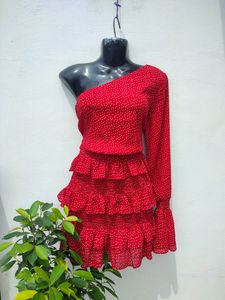 SABO Beautiful One Shoulder Polkadot Dress