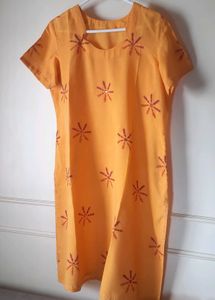 Unused Mango color Pure cotton block print ku