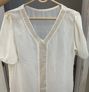White Sheer Embellished Top