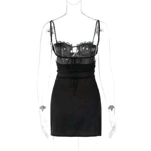 Black Satin Mini Dress