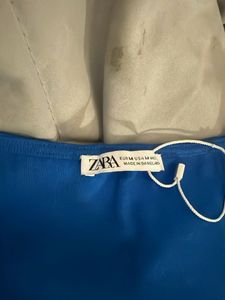 Zara Blue Square Neck Crop Top