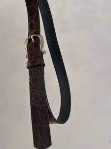 Classic Brown Croc Embossed Belt gold