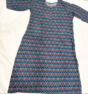 Blue Printed Ikat Style Kurti
