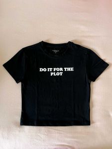 Black "Do It For The Plot" Crop Top