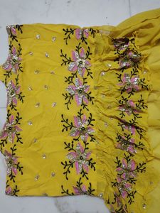 Vibrant Yellow Floral Embroidered Suit