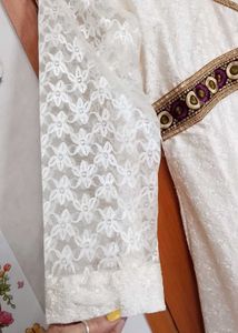 Ethnic Chikankari embroidery silk anarkali kurta