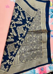 Elegant Navy Blue &amp; Gold Dupatta