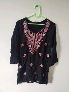 Embroidered Black Kurta