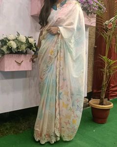 Elegant White Floral Saree