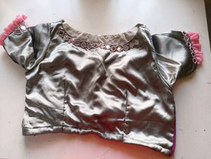 Gray Blouse with Mirror Details