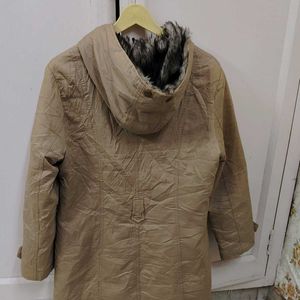 Long. Hooded Beige Coat