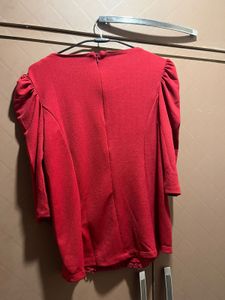 Red Lace Yoke Top