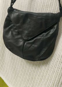 vintage Black Leather Handbag