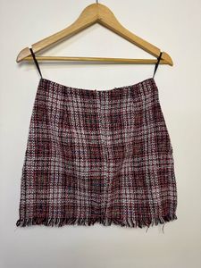 Tweed Mini Skirt with Fringes