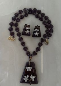 Stunning Amethyst &amp; Diamond Necklace Set