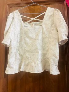 Chic Puff Sleeve Peplum Top for girls plus size gi