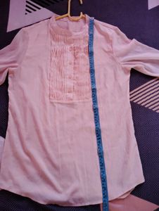 Chic Pink Pleated Long Sleeve Top