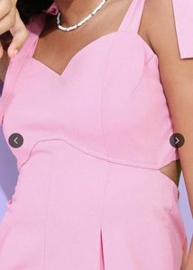 Chic Pink Jumpsuit with Tie-Up Shoulders