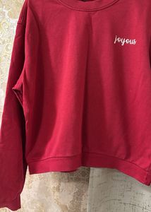 Round Neck Red 'Joyous' Sweatshirt