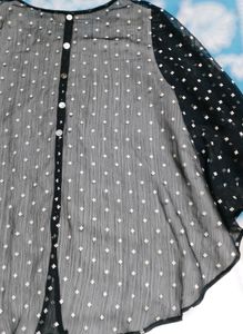 Polka Dot Flared Sleeve Top