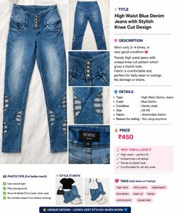 High Waist Blue Denim Jeans