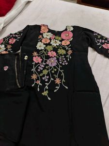 Black Embroidered Kurta Set