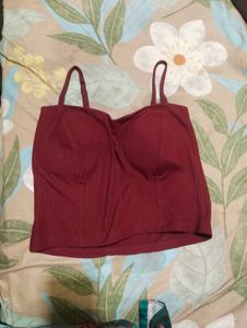 Ribbed Burgundy Crop Top