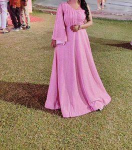 Sparkling Pink One-Shoulder Gown