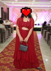 Elegant Maroon Ethnic Gown with Cape