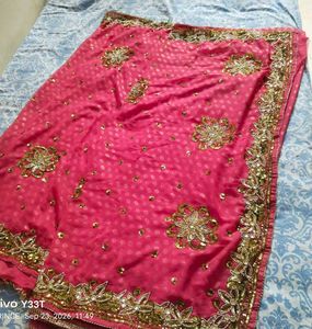 Elegant Pink Embellished Saree