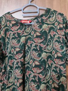 Green Paisley Print Kurta