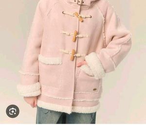 Pink Faux Suede Duffle Coat