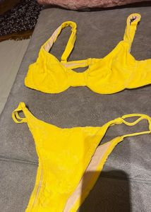 Bright Yellow Textured Bikini Set