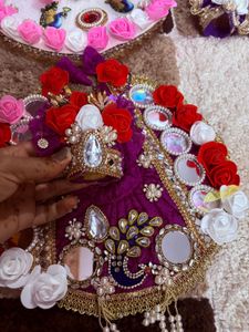 Ornate Purple Laddu Gopal fancy dress with pagdi