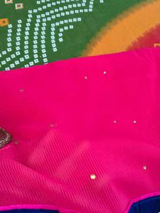 Elegant Pink &amp; Gold Embellished Saree