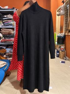 Elegant Black Turtleneck Maxi Dress