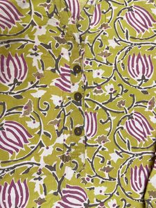 Olive Green Cotton Kurti-WESTSIDE